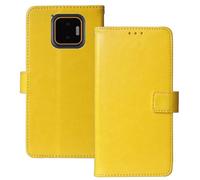 Anybird Premium Retro Flip Leather Protector Case For JCB Toughphone E50 5G 6.1" Magnetic Card Slot Protective Bumper Folio Pouch (Yellow)