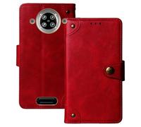 Anybird Premium Retro Flip Leather Protector Case For JCB Toughphone Max 5G 6.67" Magnetic Card Slot Protective Bumper (Red)
