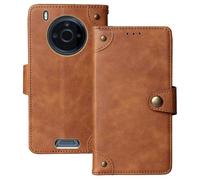 Anybird Premium Retro Flip Leather Protector Case For JCB Toughphone MAX M20 5G 6.6" Magnetic Card Slot Protective Bumper (Brown)