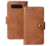 Anybird Premium Retro Flip Leather Protector Case For JCB Tradesman 2F 4G 2.4" Magnetic Card Slot Protective Bumper (Brown)