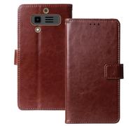 Anybird Premium Retro Flip Leather Protector Case For JCB Tradesman 3 4G 2.8" Magnetic Card Slot Protective Bumper Folio Pouch (Brown)