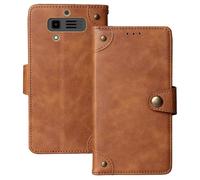 Anybird Premium Retro Flip Leather Protector Case For JCB Tradesman 3 4G 2.8" Magnetic Card Slot Protective Bumper (Brown)