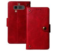 Anybird Premium Retro Flip Leather Protector Case For JCB Tradesman 3 4G 2.8" Magnetic Card Slot Protective Bumper (Red)