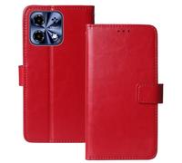 Anybird Premium Retro Flip Leather Protector Case For Lava Bold N2 5G 6.75" Magnetic Card Slot Protective Bumper Folio Pouch (Red)