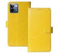 Anybird Premium Retro Flip Leather Protector Case For Lava Storm Lite 5G 6.75" Magnetic Card Slot Protective Bumper Folio Pouch (Yellow)