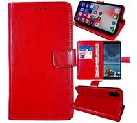 Anybird Premium Retro Flip Leather Protector Case For M-Horse M17 Pro Max 6.8" Magnetic Card Slot Protective Bumper Folio Pouch (Red)