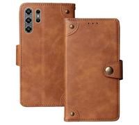 Anybird Premium Retro Flip Leather Protector Case For OUKITEL C26 Mini 4" Magnetic Card Slot Protective Bumper (Brown)