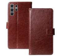Anybird Premium Retro Flip Leather Protector Case For OUKITEL C26 Mini 4" Magnetic Card Slot Protective Bumper Folio Pouch (Brown)