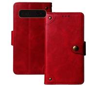 Anybird Premium Retro Flip Leather Protector Case For TTfone Titan TT950 2.8" Magnetic Card Slot Protective Bumper (Red)