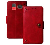 Anybird Premium Retro Flip Leather Protector Case For TTfone TT890 4G 1.8" Magnetic Card Slot Protective Bumper (Red)