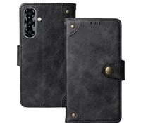 Anybird Premium Retro Flip Leather Protector Case For ZTE Blade V80 Max 6.9" Magnetic Card Slot Protective Bumper (Black)