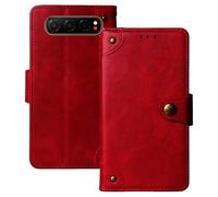 Anybird Premium Retro Flip Leather Protector Case For ZTE Nubia Air 6.78" Magnetic Card Slot Protective Bumper (Red)
