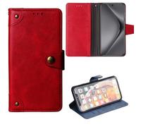 Anybird Premium Retro Flip Leather Protector TPU Silicone Case For DOOGEE Fire 7 Pro 6.6" Magnetic Card Slot Protective Bumper (Red)