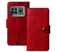 Anybird Premium Retro Flip Leather Protector TPU Silicone Case For DOOGEE S200 Max 6.72" Magnetic Card Slot Protective Bumper (Red)