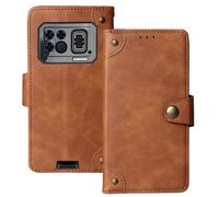 Anybird Premium Retro Flip Leather Protector TPU Silicone Case For DOOGEE S200 Max 6.72" Magnetic Card Slot Protective Bumper (Brown)