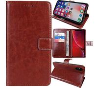 Anybird Premium Retro Flip Leather Protector TPU Silicone Case For HMD 105 2024 / Nokia 105 2024 / Nokia 108 4G 2024 / HMD 105 4G 2" Magnetic Card Slot Protective Bumper Folio Pouch (Brown)