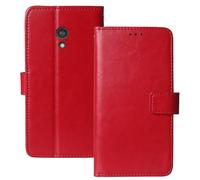Anybird Premium Retro Flip Leather Protector TPU Silicone Case For Nokia 3210 2024 2.4" Magnetic Card Slot Protective Bumper Folio Pouch (Red)
