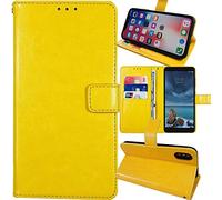 Anybird Premium Retro Flip Leather Protector TPU Silicone Case For Redmi turbo 4 Pro Magnetic Card Slot Protective Bumper Folio Pouch (Yellow)