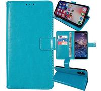 Anybird Premium Retro Flip Leather Protector TPU Silicone Case For TCL 605 Magnetic Card Slot Protective Bumper Folio Pouch (Blue)