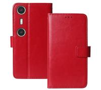 Anybird Premium Retro Flip Leather Protector TPU Silicone Case For Xreal BEAM Pro Magnetic Card Slot Protective Bumper Folio Pouch (Red)