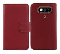 Anybird Red Flip Genuine Real Leather Protector Case For JCB Toughphone E10 4G 6.6" Magnetic Card Slot Wallet