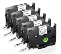 Anycolor Compatible with Brother Label Printer Tape 12mm TZe-231 0.47" Laminated Tape Cassette for Brother P Touch Labeler PT-E110 H100R H110 H101C H108 E100 H100LB H105, Black on White, 5-Pack