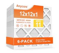 Anycore 12x12x1 AC Air Filter 6-Pack MERV 11 MPR 1000 FPR 7 HVAC Furnace Pleated Filters for Home Office (Actual Size: 11.81x11.81x0.79 inch)