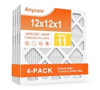 Anycore 12x12x1 AC Furnace Air Filter, 4 Pack MERV 11 MPR 1000 HVAC AC Filter Pleated Filters (exact dimensions 11.81x11.81x0.79 inch)