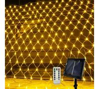 Anycosy Solar Net Lights Outdoor, 390 LED 13ft x 5ft Remote Control Mesh Waterproof, Solar Powered Christmas Decorations With 8 Modes (Warm White)