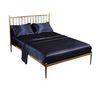 Anycozy Fitted Sheet Queen Size Blue Luxury Silky Beddings Set with Pillow Cases