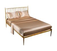 Anycozy Fitted Sheet Queen Size Camel Luxury Silky Beddings Set with Pillow Cases