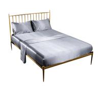 Anycozy Fitted Sheet Queen Size Grey Luxury Silky Beddings Set with Pillow Cases