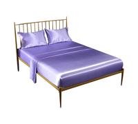 Anycozy Fitted Sheet Queen Size Light Purple Luxury Silky Beddings Set with Pillow Cases