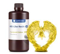 ANYCUBIC ABS-Like Resin 2.0, Fast Curing 3D Printer Resin with High Toughness and Resilience, High Precision and Hardness, Low Odor, Compatible with All LCD Printers, 1kg Transparent Yellow