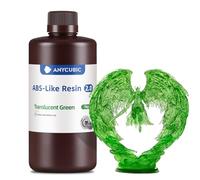 ANYCUBIC ABS-Like Resin 2.0, Fast Curing 3D Printer Resin with High Toughness and Resilience, High Precision and Hardness, Low Odor, Compatible with All LCD Printers, 1kg Transparent Green