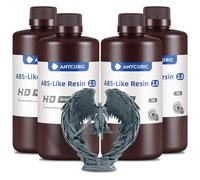 ANYCUBIC ABS-Like Resin 2.0, Fast Curing 3D Printer Resin with High Toughness and Resilience, High Precision and Hardness, Low Odor, Compatible with All LCD Printers, 4kg HD Grey
