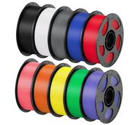 ANYCUBIC PETG Filament 1.75mm, 3D Printer Filament,Accuracy +/- 0.02mm, Exceptional Toughness,RFID Sync, 10 Pack 1KG Reusable Spool,Black+White+ Grey+Pink+Red+Blue+Green+Orange+Yellow+Purple