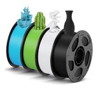 ANYCUBIC PLA 3D Printer Filament 1.75mm, 4KG Multicolor Combination | Intelligent Identification, Dimensional Accuracy +/- 0.02mm,Reusable Spool, Black+Bright White+Spring Leaf+Tropical Turquoise