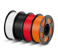 ANYCUBIC PLA Filament 1.75mm, 3D Printer Filament, Intelligent Identification, Dimensional Accuracy +/- 0.02mm, 4 Pack 1KG Reusable Spool, White+Black+Red+Orange