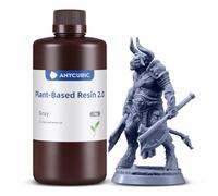 ANYCUBIC Plant-Based Resin 2.0, 3D Printer Resin with Ultra-low Odor, High Toughness and Low Shrinkage, 405nm UV Photopolymer Resin, Fast Curing and Compatible with All Resin 3D Printers, Grey 1kg