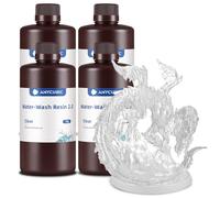 ANYCUBIC Water Washable 2.0 3D Printer Resin, 405nm High Precision and Anti-Yellowing 3D Resin, High Resilience, Easy Post-processing Photopolymer Resin for LCD/DLP Printers(Clear, 4000g)
