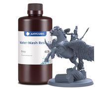 ANYCUBIC Water Washable 2.0 3D Printer Resin, 405nm High Precision and Anti-Yellowing 3D Resin, High Resilience, Easy Post-processing Photopolymer Resin for LCD/DLP Printers(Gray,1kg)