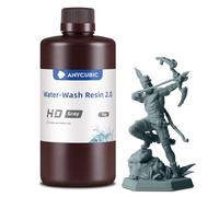 ANYCUBIC Water Washable 2.0 3D Printer Resin, 405nm High Precision and Anti-Yellowing 3D Resin, High Resilience, Easy Post-processing Photopolymer Resin for LCD/DLP Printers(1kg, HD Grey)