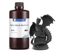 ANYCUBIC Water Washable 3D Printer Resin 2.0, 405nm High Precision 3D Resin, Low Shrinkage Photopolymer Resin for 4K/8K/12K Capable LCD DLP Resin 3D Printer(Black, 1kg)
