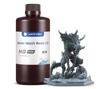 ANYCUBIC Water Washable 3D Printer Resin 2.0, 405nm High Precision 3D Resin, Low Shrinkage Photopolymer Resin for 4K/8K/12K Capable LCD DLP Resin 3D Printer(HD-Grey, 1kg)