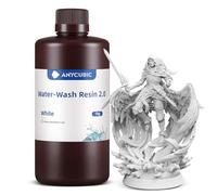 ANYCUBIC Water Washable 3D Printer Resin 2.0, 405nm High Precision 3D Resin, Low Shrinkage Photopolymer Resin for 4K/8K/12K Capable LCD DLP Resin 3D Printer(White, 1kg)