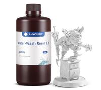 ANYCUBIC Water Washable 3D Printer Resin 2.0 with Easy Post-Processing, High Precision and High Resilience, Low Odor and Anti-Yellowing 3D Resin for LCD/DLP Printers(White,1kg)