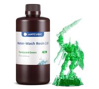 ANYCUBIC Water Washable 3D Printer Resin 2.0 with Easy Post-Processing, High Precision and High Resilience, Low Odor and Anti-Yellowing 3D Resin for LCD/DLP Printers(Transparent Green,1kg)