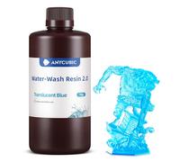 ANYCUBIC Water Washable 3D Printer Resin 2.0 with Easy Post-Processing, High Precision and High Resilience, Low Odor and Anti-Yellowing 3D Resin for LCD/DLP Printers(Transparent Blue,1kg)