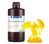 ANYCUBIC Water Washable 3D Printer Resin 2.0 with Easy Post-Processing, High Precision and High Resilience, Low Odor and Anti-Yellowing 3D Resin for LCD/DLP Printers(Transparent Yellow,1kg)